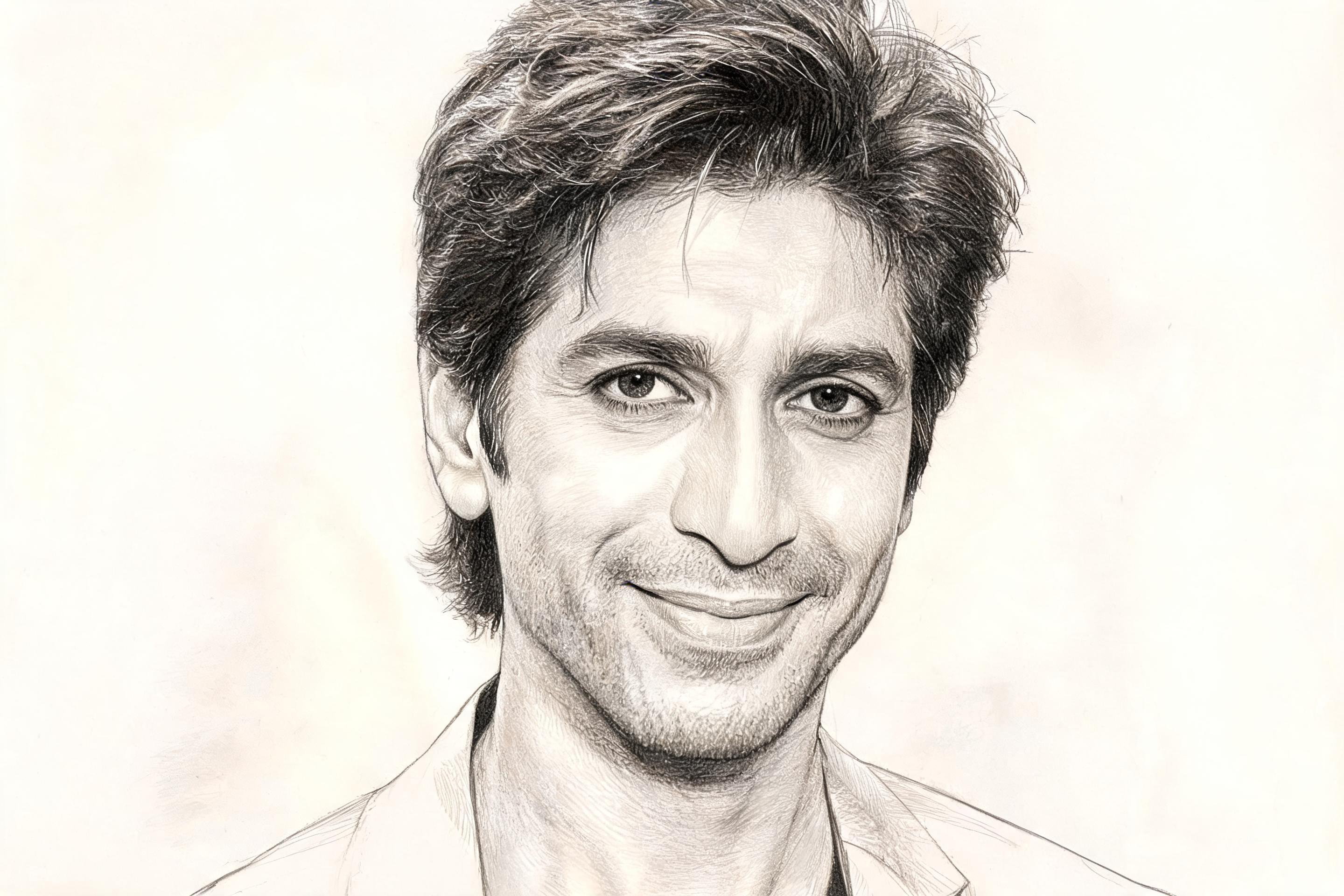 create a skatch image of shahrukh khan